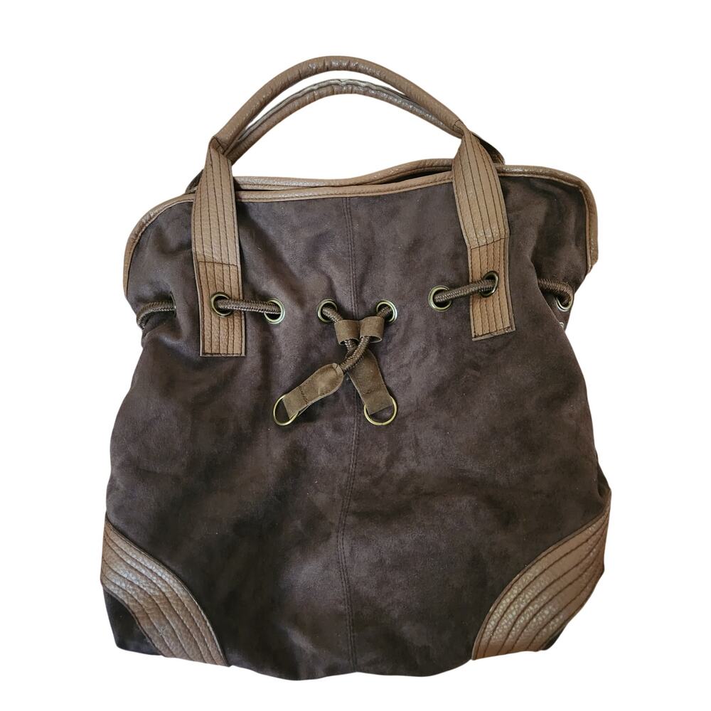 Faux suede hobo handbag tote
